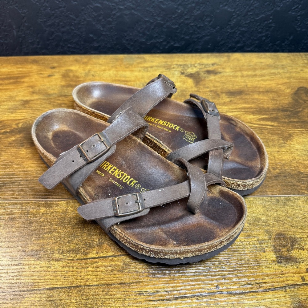 Birkenstock Mayari Brown Oiled Leather Toe Loop Sandals Womens EU 37 US 6-6.5
